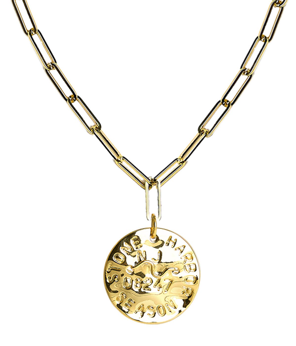 Beach Tag Charm Necklace – 18k Gold Plated - WS