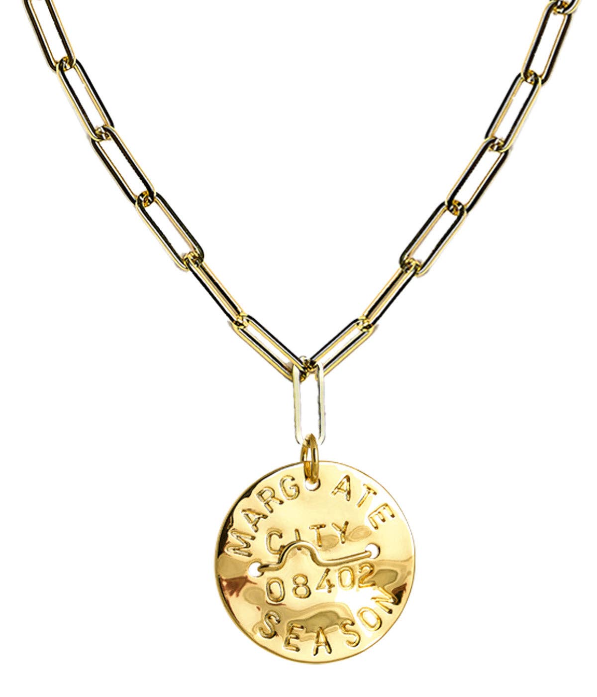 Beach Tag Charm Necklace – 18k Gold Plated - WS