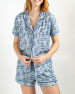 Pagoda Blue Pajama Top | Mahjong Inspired Sleepwear