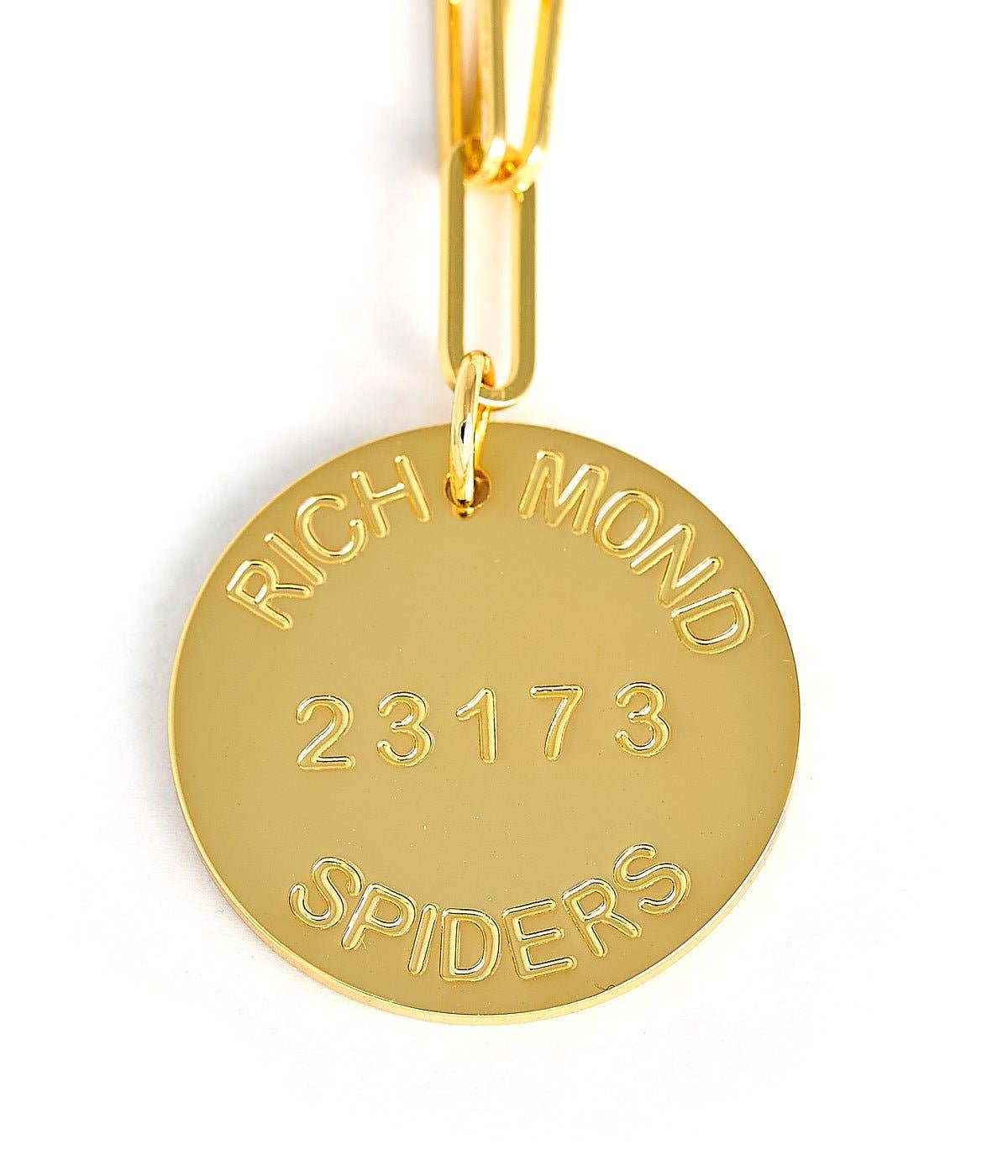 College Tag Charm Necklace - 18k Gold Plated Paper Clip Chain
