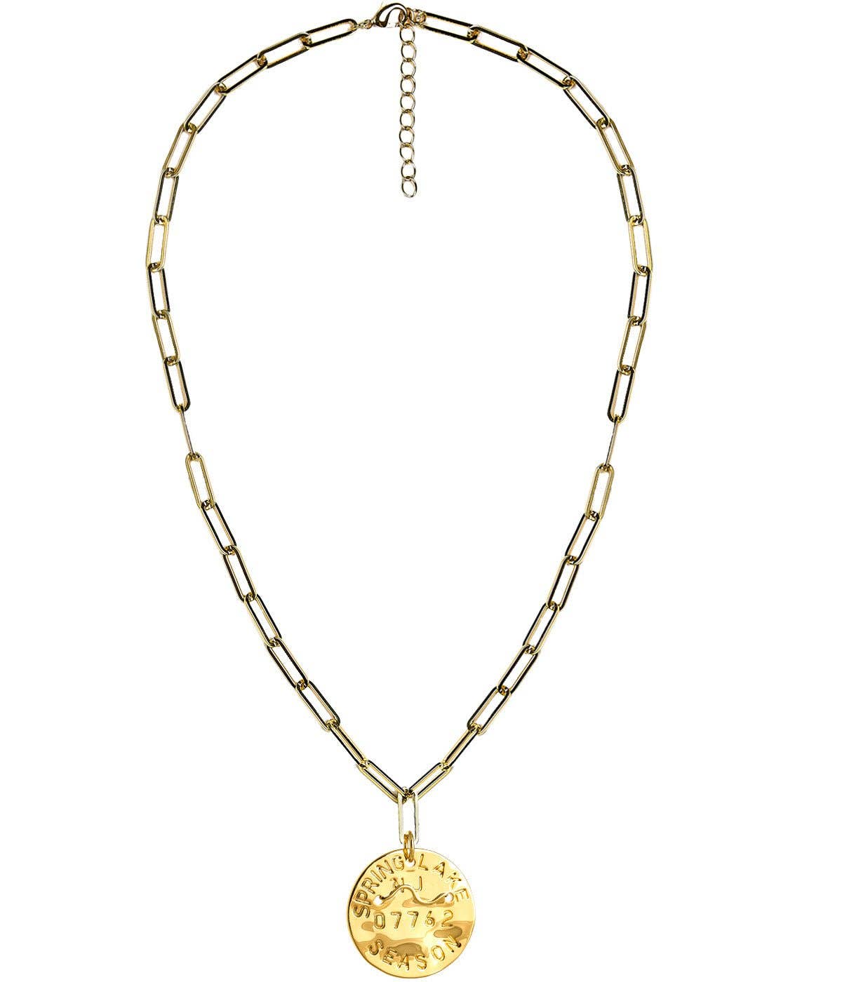 Beach Tag Charm Necklace – 18k Gold Plated - WS