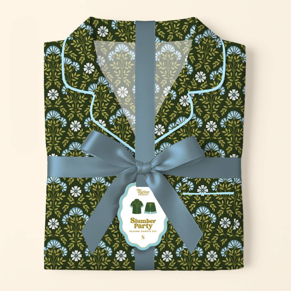 Slumber Party PJ Shorts Set–Everbloom Forest Green