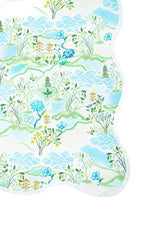 Mahjong Scalloped Square Table Topper | Blue Pagoda