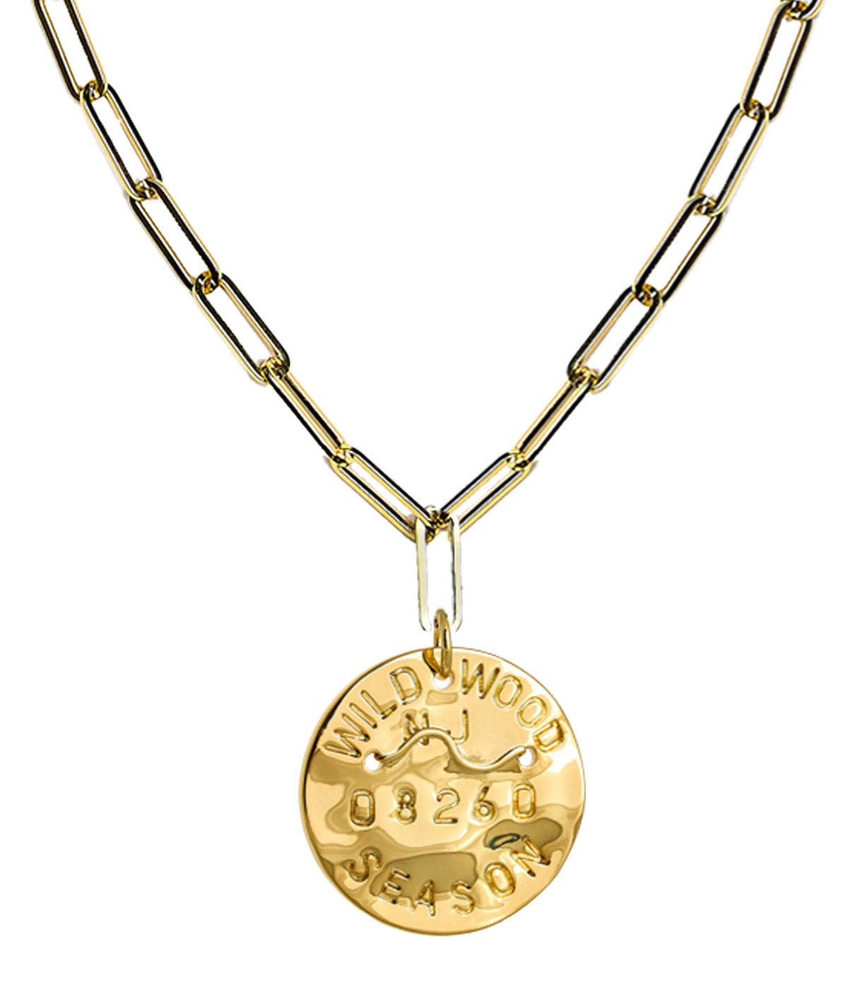 Beach Tag Charm Necklace – 18k Gold Plated - WS