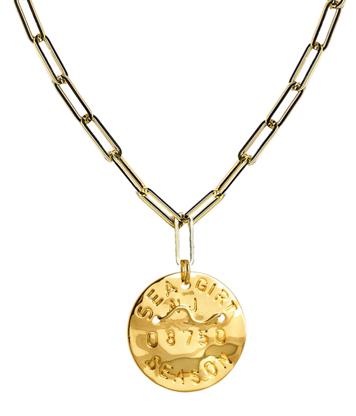 Beach Tag Charm Necklace – 18k Gold Plated - WS