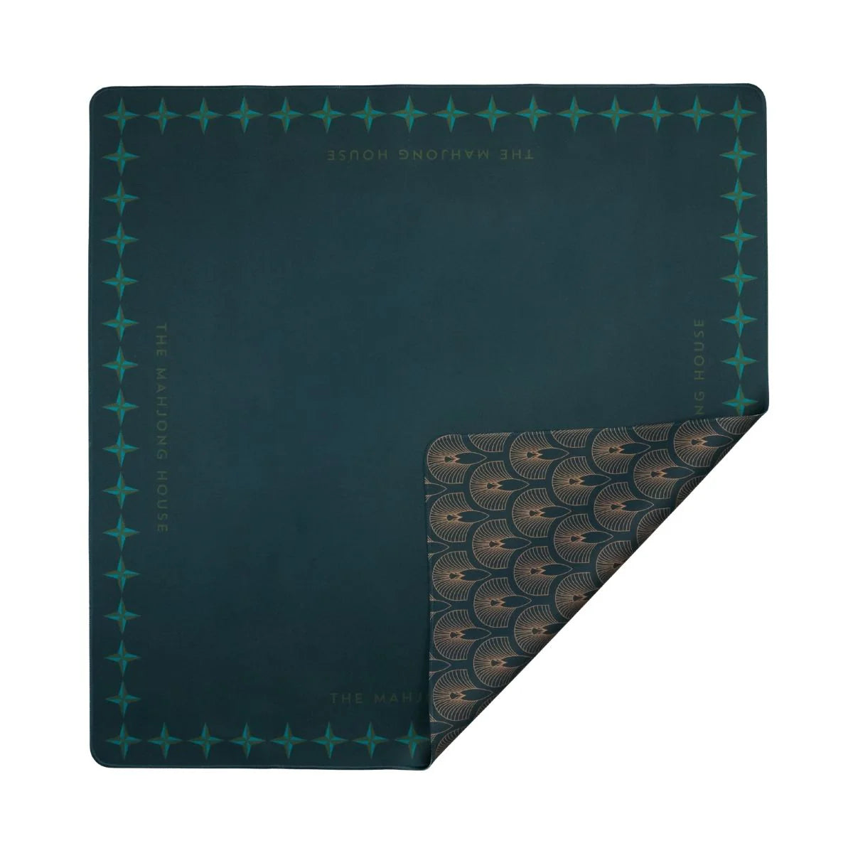 Deco Deep Blue & Gold Reversible Mahjong Mat | The Mahjong House