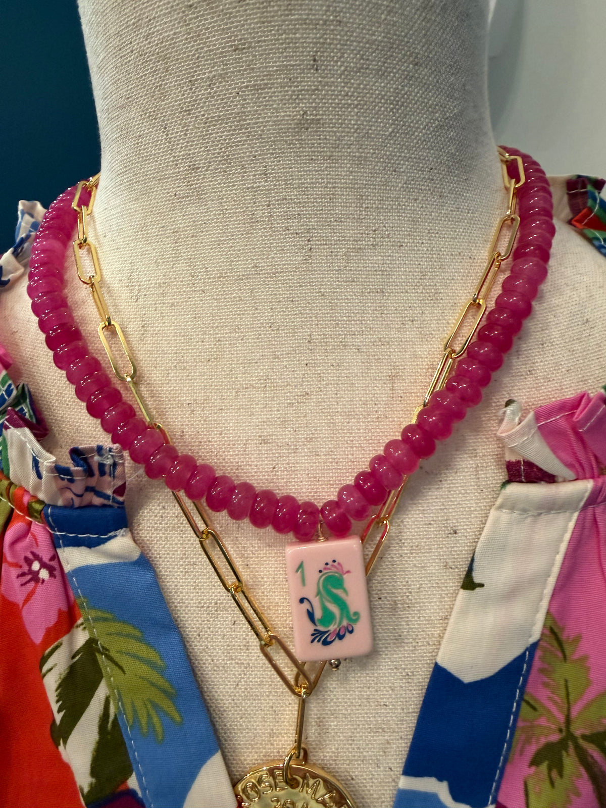 Kori Green necklace - Candy Mahj Hot Pink