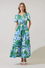 Large Green Flower - Floral Mahjong Dress