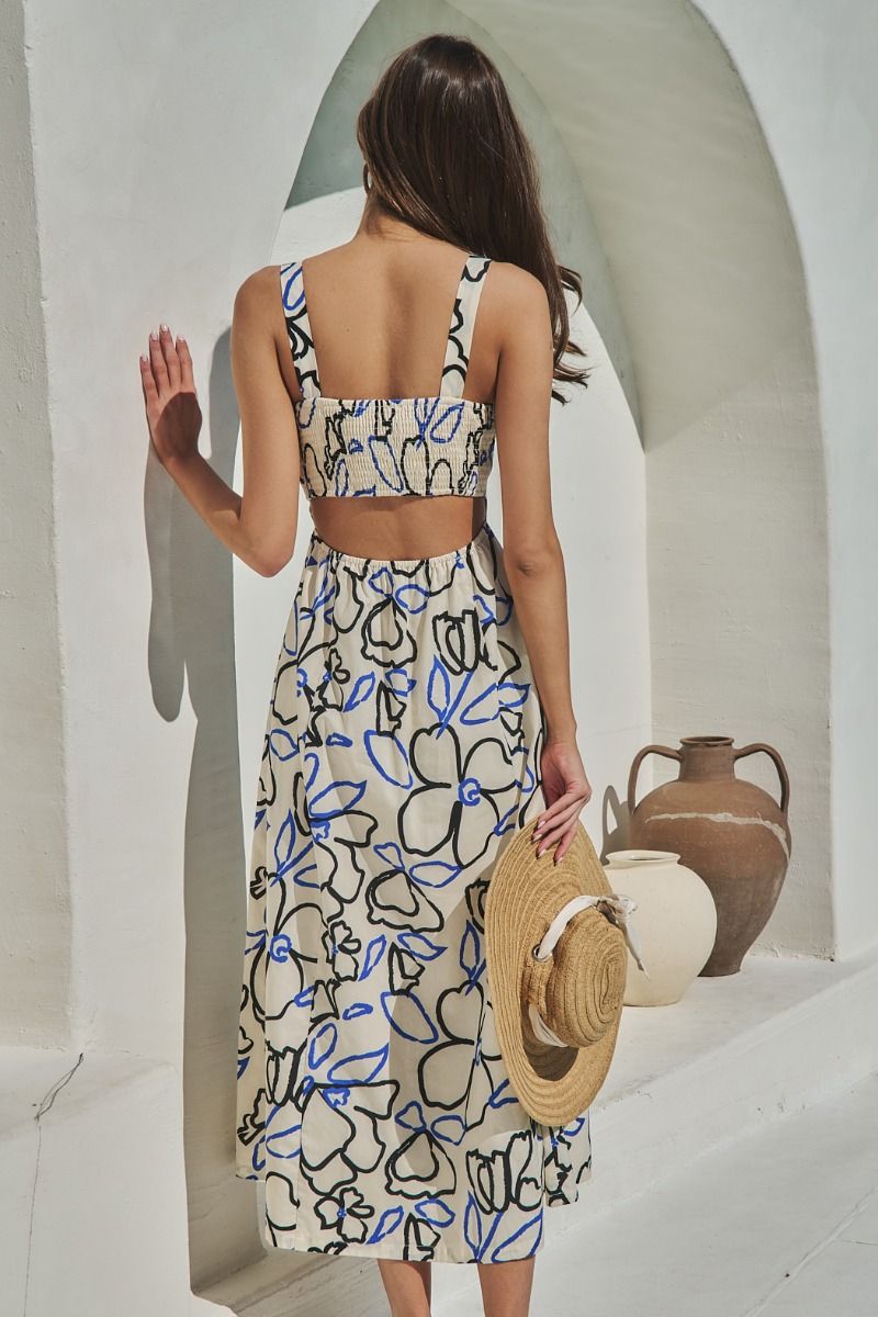 The Modern Midi Mahjong Dress Tercy Floral | Open Back Long Dress