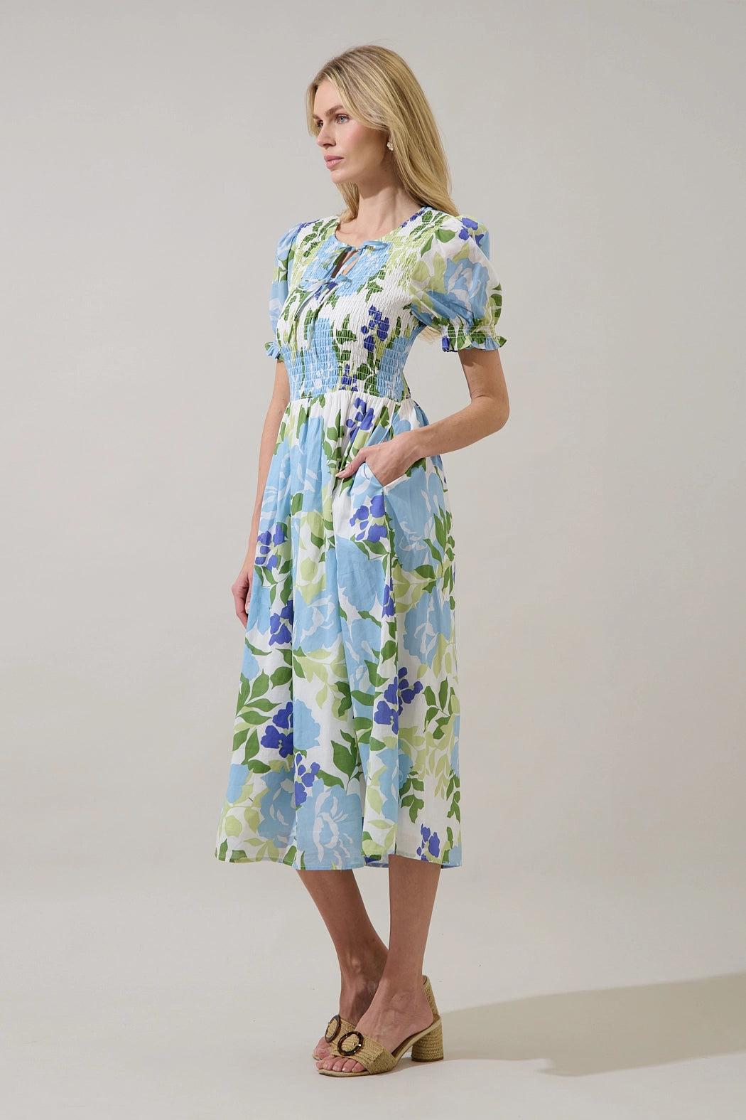 Blue & Purple Floral Mahjong Dress