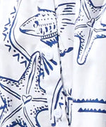 Seaside Coastal Dress | White Navy Button Down Midi