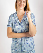 Pagoda Blue Pajama Top | Mahjong Inspired Sleepwear