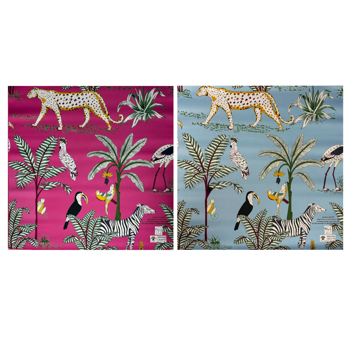 Bespoke Reversible Jungle Mahjong Mat | Hottie Pink & Blue Reversible Mat