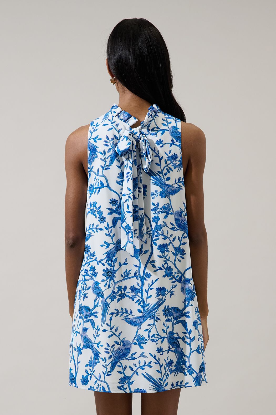 The Blue Bird Trapeze Mahjong Mini Dress in Ciela Floral