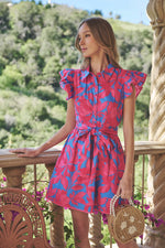 The Pretty in Pink Mahjong Mini Dress in Meira Floral