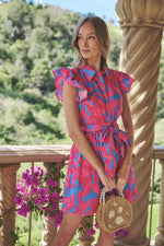 The Pretty in Pink Mahjong Mini Dress in Meira Floral