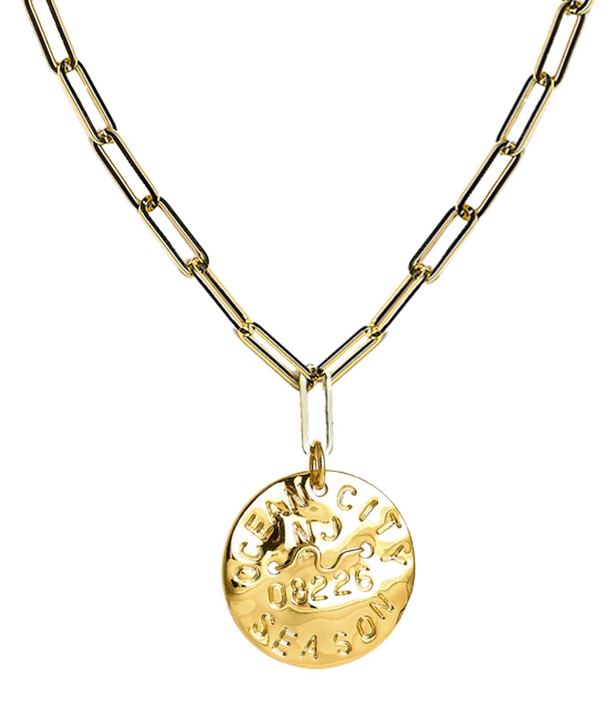Beach Tag Charm Necklace – 18k Gold Plated - WS