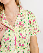Pickleballer Short Sleeve Button Up Sleep Shirt