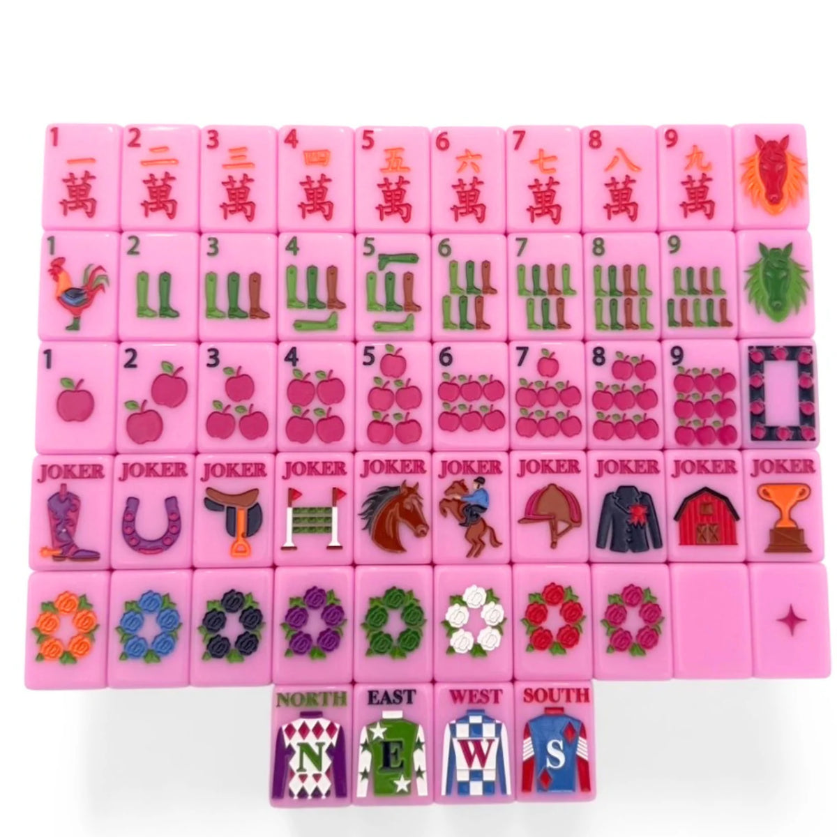 Year of the Horse Saddle Pink Mahjong Tiles | Equestrian Pink Mahjong Tile Set