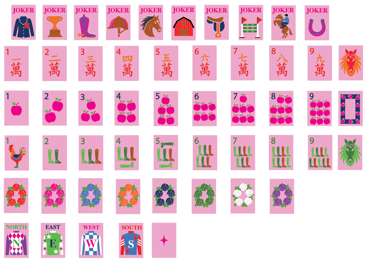 Year of the Horse Saddle Pink Mahjong Tiles | Equestrian Pink Mahjong Tile Set