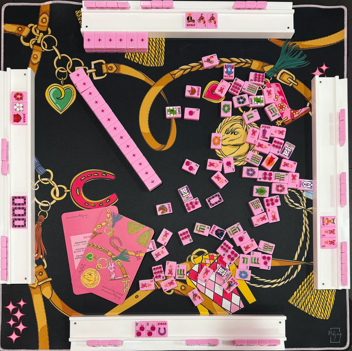 Year of the Horse Saddle Pink Mahjong Tiles | Equestrian Pink Mahjong Tile Set
