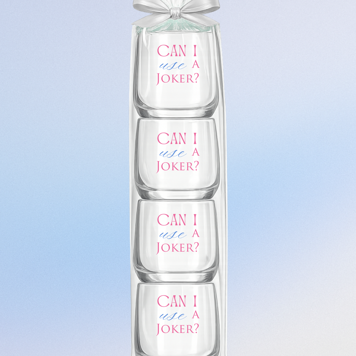 Mahjong Stemless 4ct Set Wine Glasses "Can I Use a Joker"