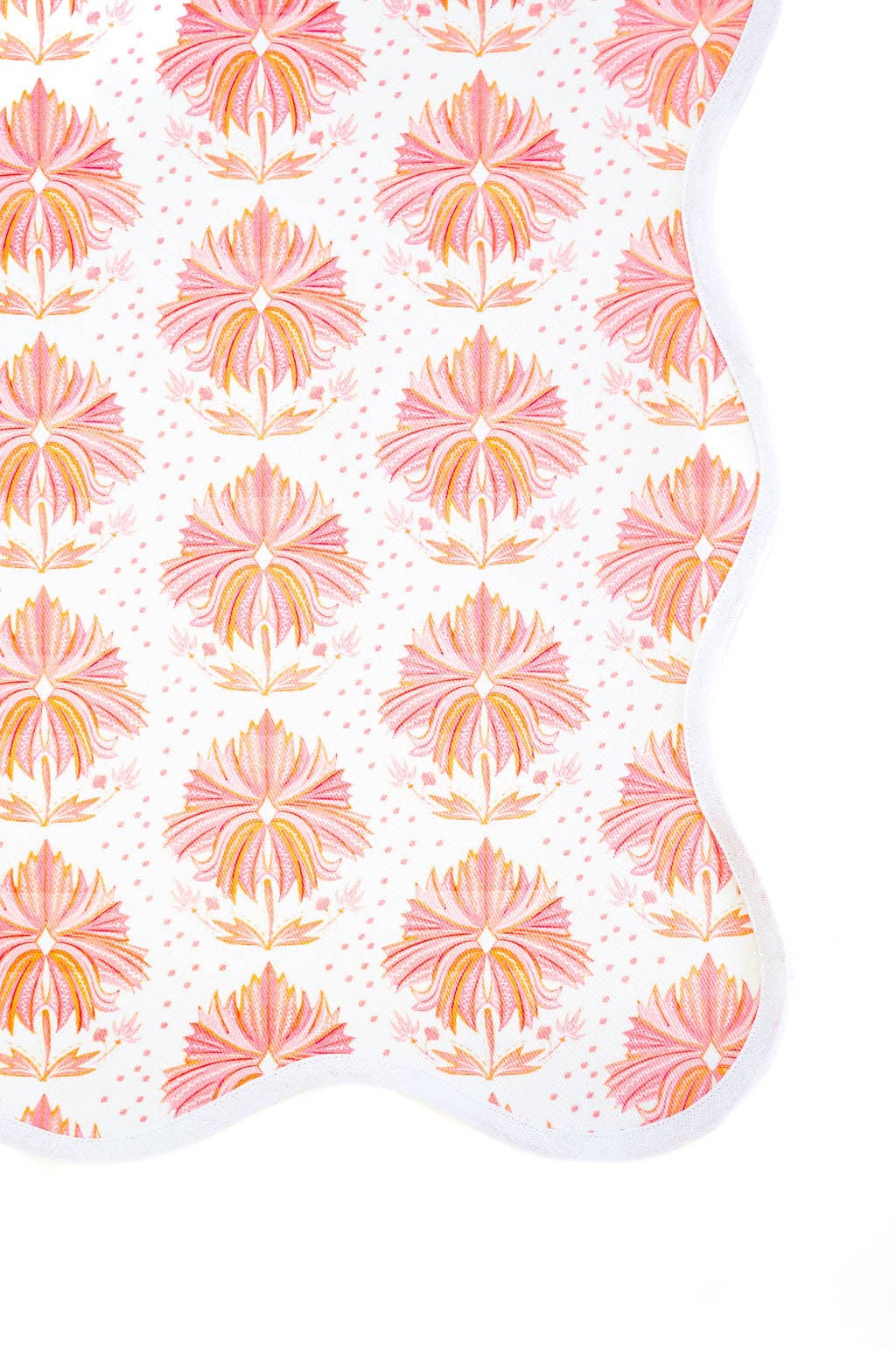 Mahjong Scalloped Square Table Topper | Lotus Flower