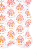 Mahjong Scalloped Square Table Topper | Lotus Flower