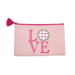 Pickleball Love Juco Cosmetic Bag Pink/Green/White 10x6
