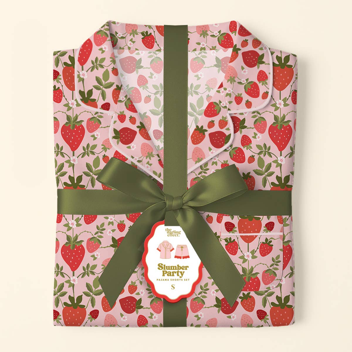 Slumber Party Pajama Shorts Set-Strawberry Fields