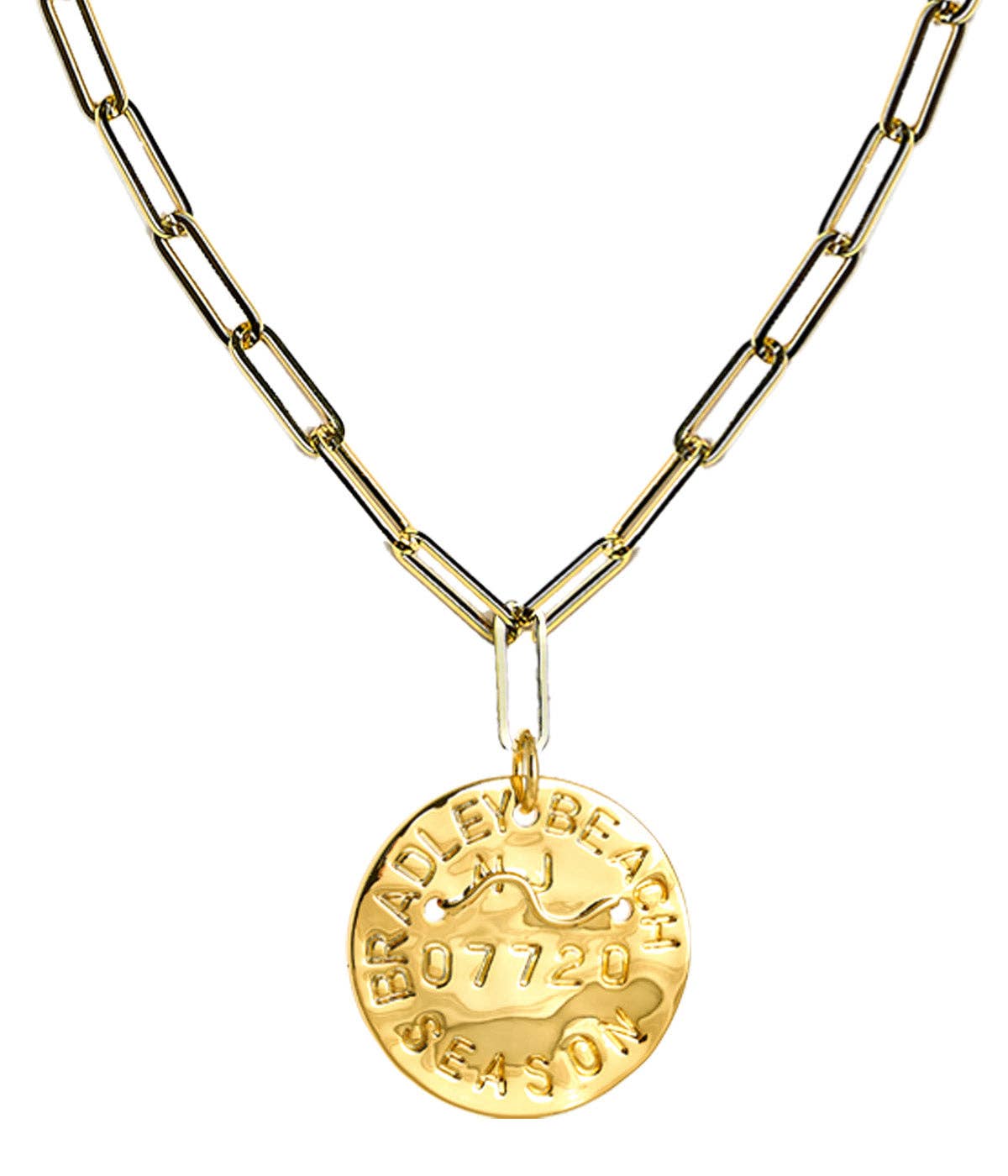 Beach Tag Charm Necklace – 18k Gold Plated - WS