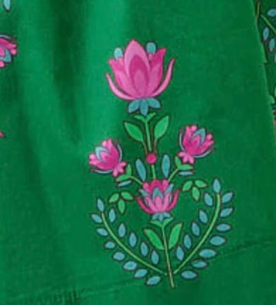 Green & Hot Pink Flower Mahjong Dress