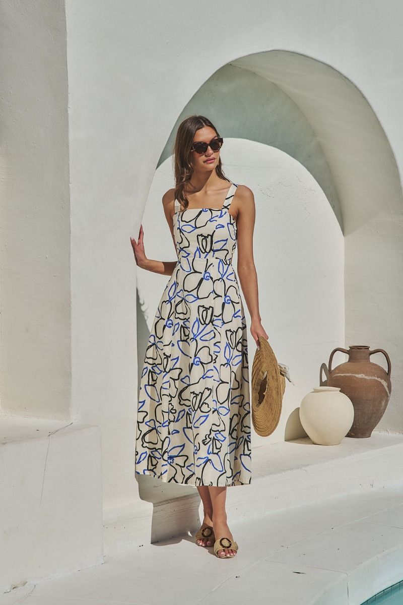The Modern Midi Mahjong Dress Tercy Floral | Open Back Long Dress
