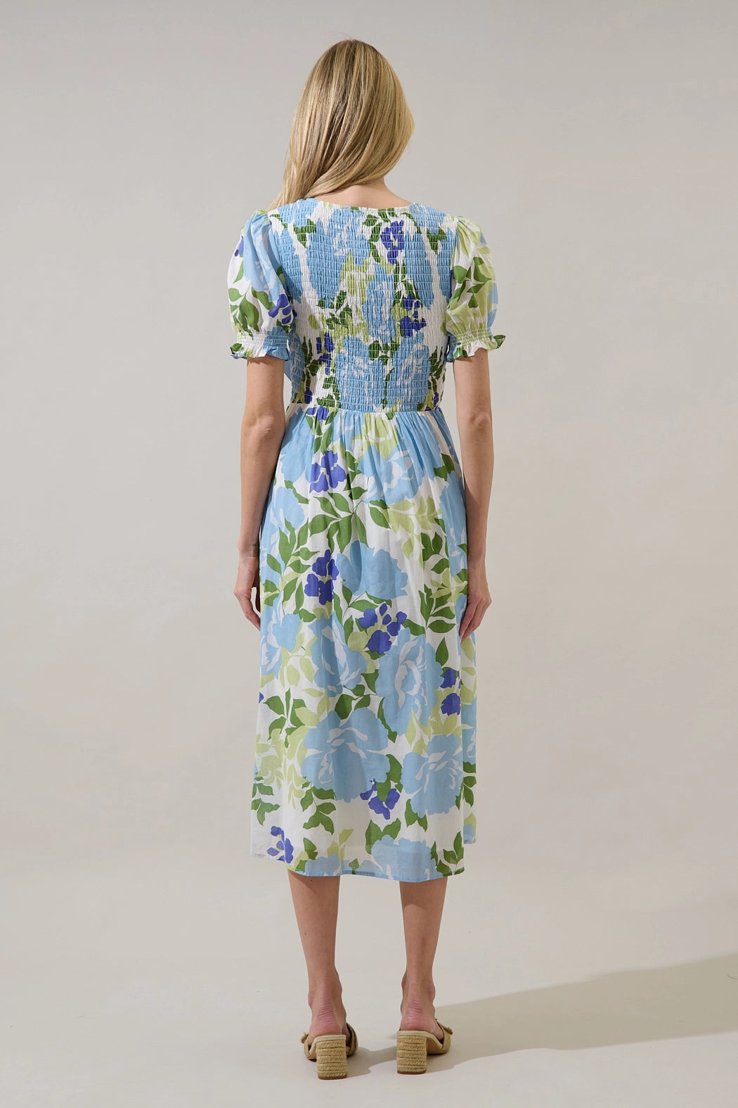 Blue & Purple Floral Mahjong Dress