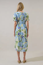 Blue & Purple Floral Mahjong Dress
