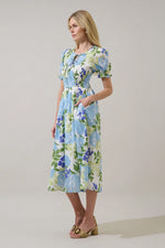 Blue & Purple Floral Mahjong Dress