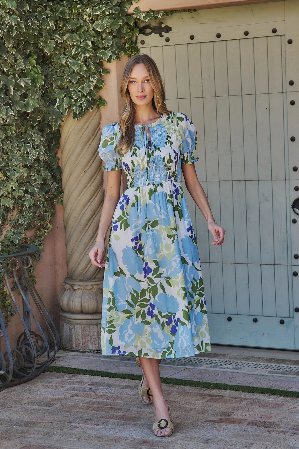 Blue & Purple Floral Mahjong Dress