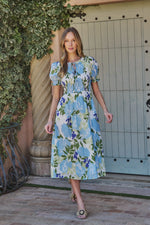 Blue & Purple Floral Mahjong Dress