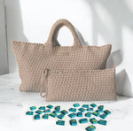 Mahjong Bag Woven Carryall Rack Tote + Matching Tile Pouch | Over-shoulder Strap