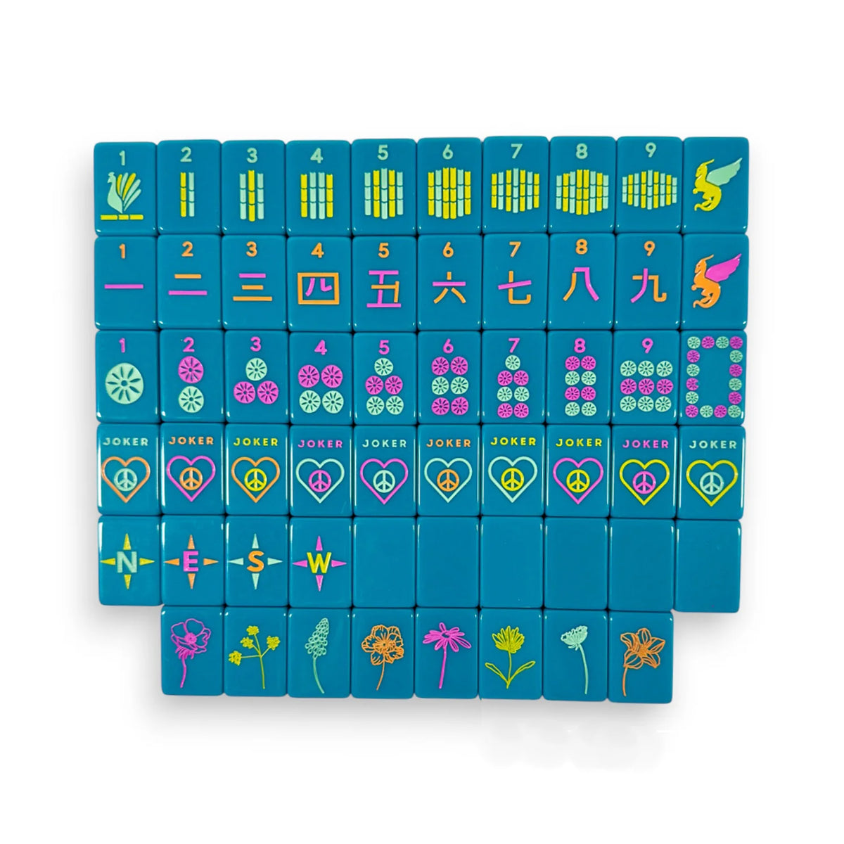 Totally Teal Mahjong Tiles