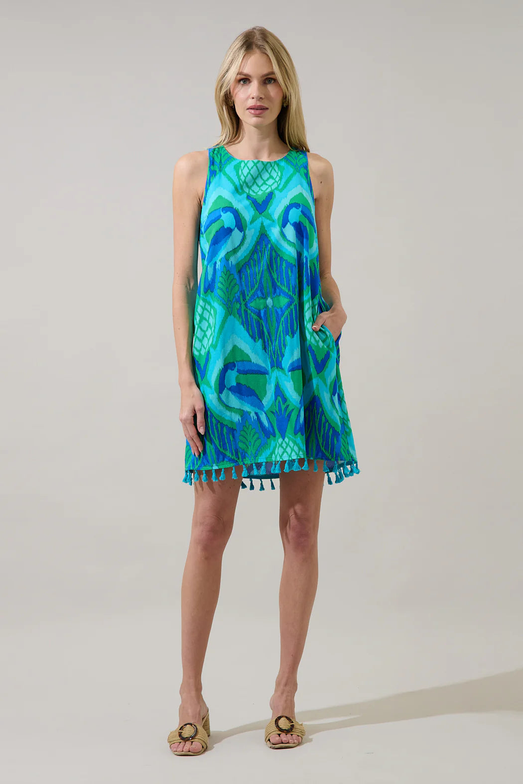 The Toucan Bird Mahjong Trapeze Dress