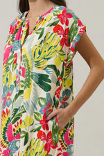 Tropical Bird Dress | Bright Multi Shift Mini Dress