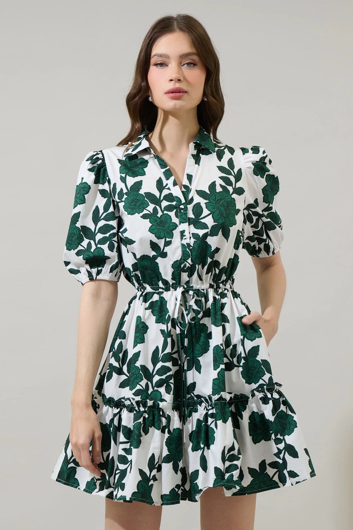 Bamboo Garden Mahjong Dress | Floral Button Down
