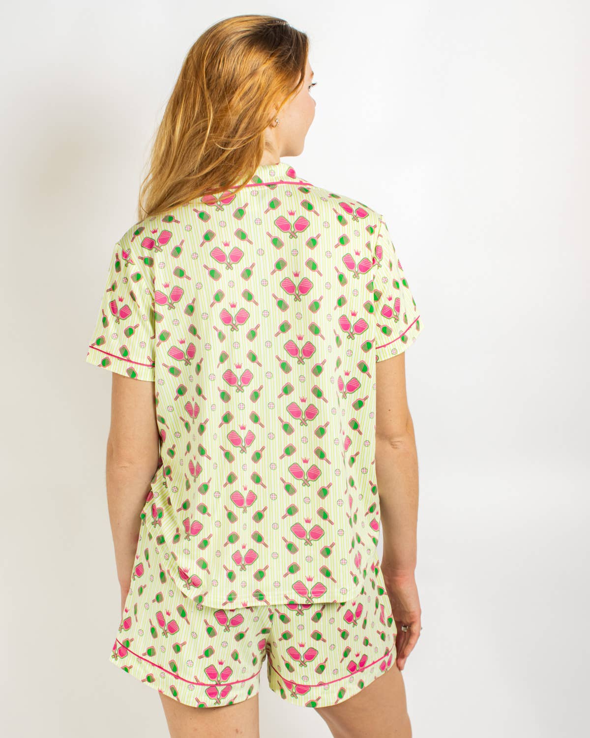 Pickleballer Short Sleeve Button Up Sleep Shirt