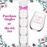 Mahjong Stemless 4ct Set Wine Glasses "Can I Use a Joker"