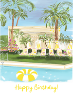 YELLOW BIRTHDAY Card (Palm Royale Pool Theme)