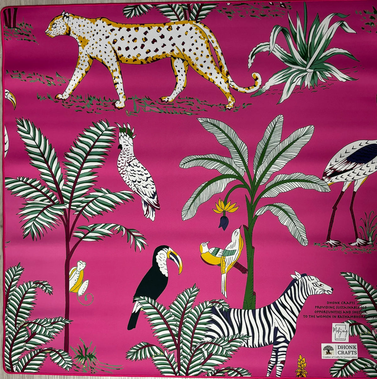 Bespoke Reversible Jungle Mahjong Mat | Hottie Pink & Blue Reversible Mat