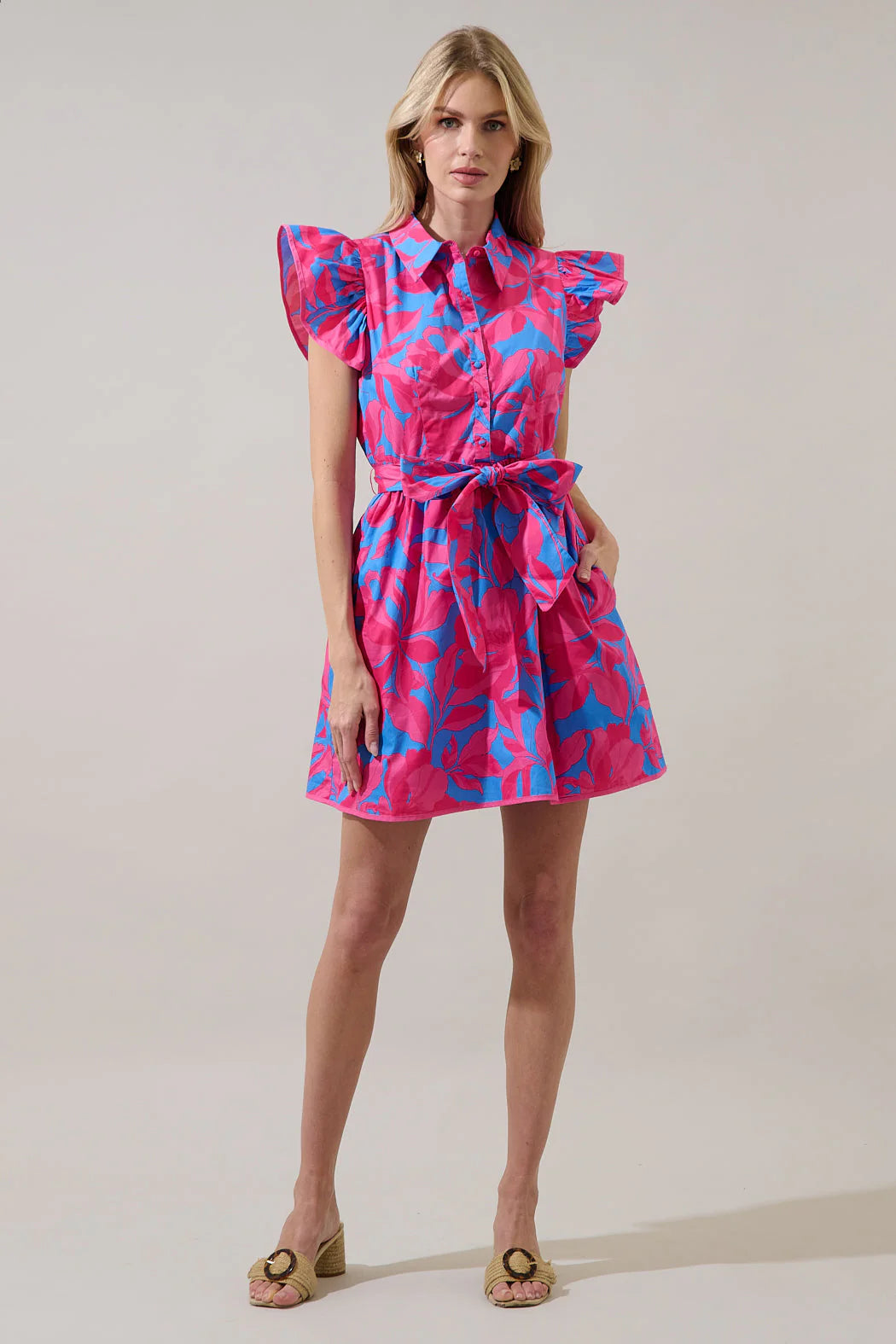 The Pretty in Pink Mahjong Mini Dress in Meira Floral