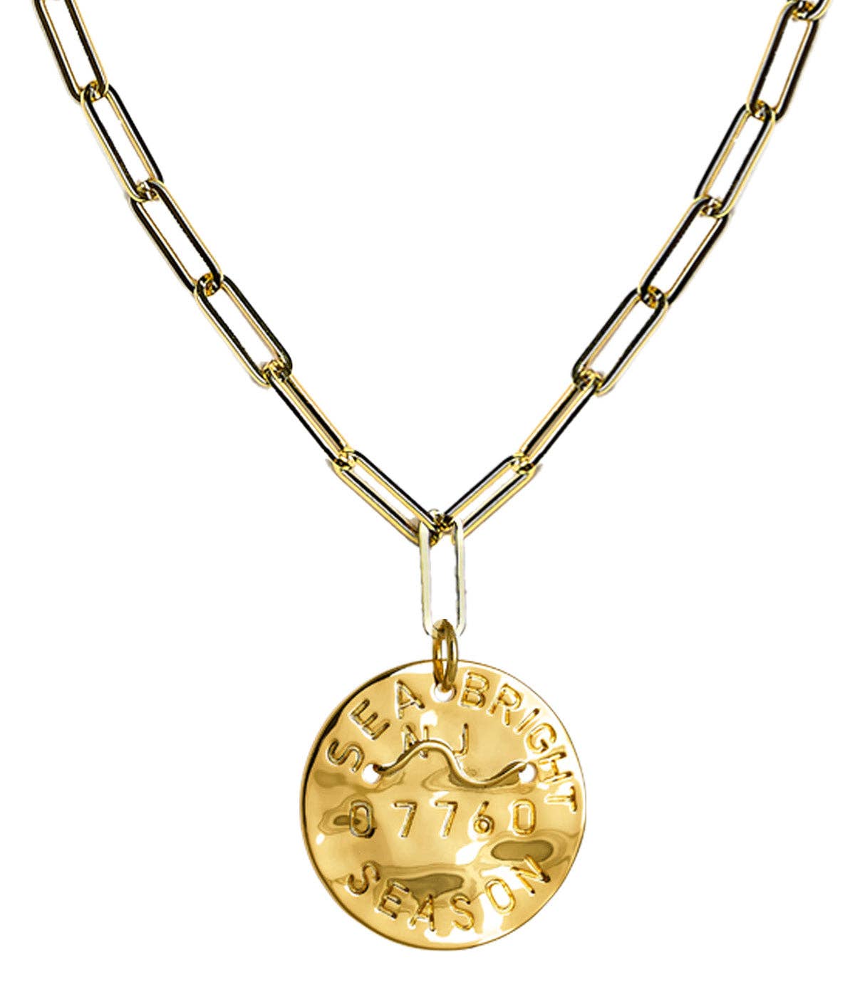 Beach Tag Charm Necklace – 18k Gold Plated - WS