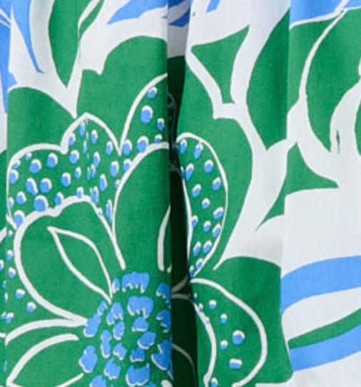 Large Green Flower - Floral Mahjong Dress